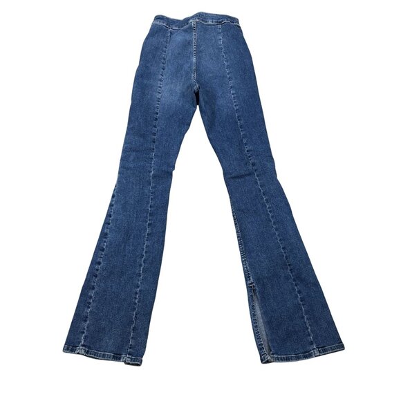 Forever 21 Womens High-Waisted Flared Blue Denim Jeans With Side Zipper - Picture 2 of 8